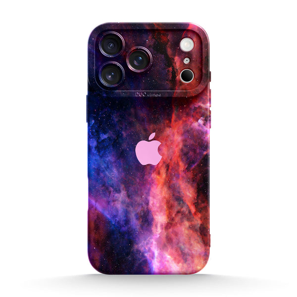 Blauer Roter Nebel - iPhone Flüssiges Silikon Handyhülle
