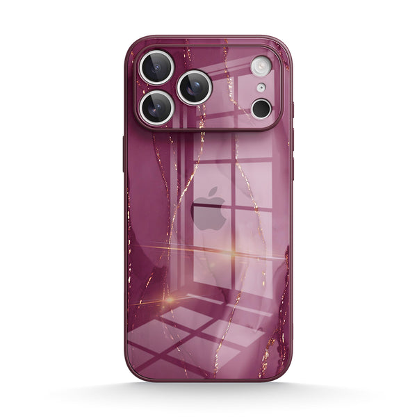 Vergoldetes Pflaumenrot - iPhone Gehärtetes Glas Handyhülle