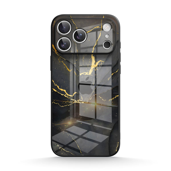 Schwarzer Goldsand - iPhone Gehärtetes Glas Handyhülle