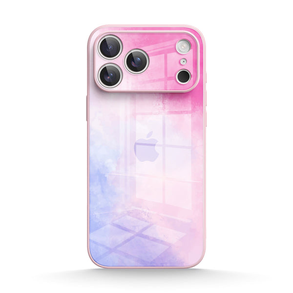 Hellrosa Blau - iPhone Gehärtetes Glas Handyhülle
