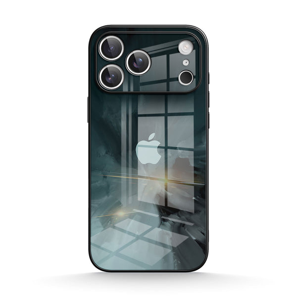 Schwarz Grau - iPhone Gehärtetes Glas Handyhülle