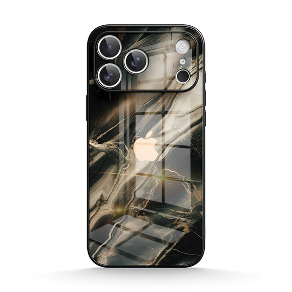 Vergoldetes Schwarz - iPhone Gehärtetes Glas Handyhülle