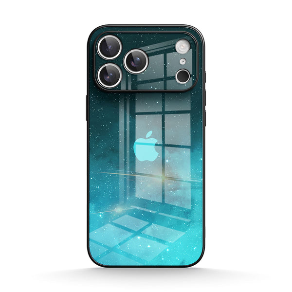 Fluoreszierendes Sternblau - iPhone Gehärtetes Glas Handyhülle